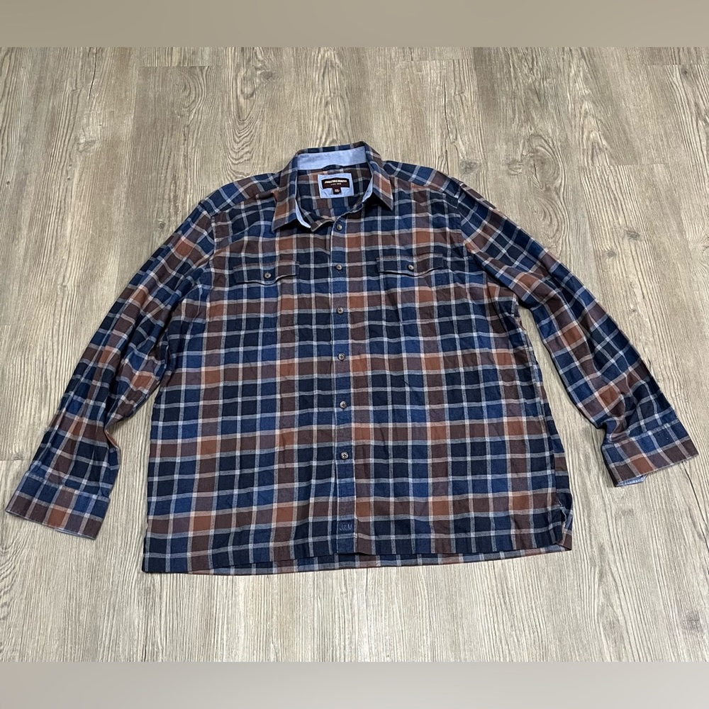 Johnston & Murphy 100% cotton flannel long sleeve button down shirt XXL
